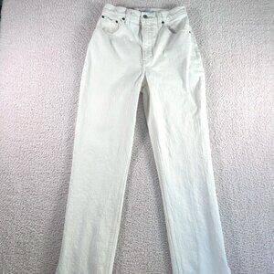 Abercrombie Fitch 90s Straight Ultra High Rise Jeans Off White Ankle Slit 27/4R